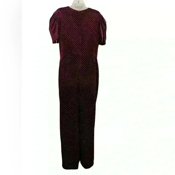 ML Monique Lhuillier Burgundy Velvet Studded Gown NWT Size 16 $495 Reta - Picture 4 of 7